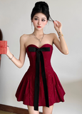 Birthday Dresses Strapless Hoco Dresses Burgundy Short New Year's Evening Dresses HZ1024