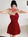 Velvet Birthday Dresses Strapless Hoco Dresses Short Burgundy New Year's Eve Dresses HZ1024
