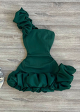 One Shoulder Birthday Dresses Dark Green Tight Hoco Dresses HZ1024