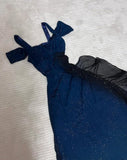 Gradient Blue Birthday Dresses V-neck Glitter Chiffon Sheath Prom Dresses Party Dresses HZ1024