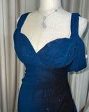Gradient Blue Birthday Dresses V-neck Glitter Chiffon Sheath Prom Dresses Party Dresses HZ1024
