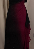 Gradient Blue Birthday Dresses V-neck Glitter Chiffon Sheath Prom Dresses Party Dresses HZ1024