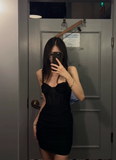 Tight Hoco Dresses Black Short Prom Dresses Spaghetti Straps Birthday Dresses HZ1024