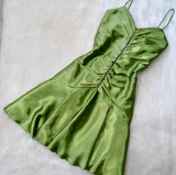 Sheath Green Hoco Dresses Satin Spaghetti Strap Short Prom Dresses HZ1024