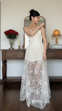 Spaghetti Strap Sheath Evening Dresses, Lace Applique Guest Dresses, Ivory Formal Dresses HZ1024