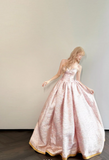 Sweetheart A-Line Long Prom Dresses, Satin Pink Long Formal Dresses Sweet 16 Dress HZ1024
