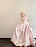 Sweetheart A-Line Long Prom Dresses, Satin Pink Long Formal Dresses Sweet 16 Dress HZ1024