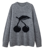 cherry embroidered crew neck sweater HZ1024