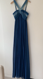 V-neck Sheath Long Prom Dresses, Chiffon Blue Formal Dresses HZ1024