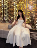 Strapless A-Line Birthday Dresses, White Formal Dresses HZ1024