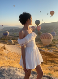 Off-the-shoulder A-Line Birthday Dresses, White Hoco Dresses HZ1024
