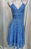 Halter Neck Sheath Birthday Dresses, Sequin Blue Hoco Dresses HZ1024