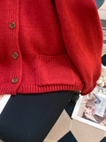 Embroidered Crew neck Loose Cardigan Sweater HZ1024