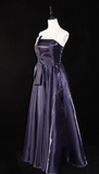 Strapless A-Line Prom Dresses, Dark Purple Long Formal Dresses HZ1024