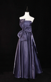 Strapless A-Line Prom Dresses, Dark Purple Long Formal Dresses HZ1024