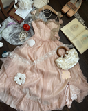 Spaghetti Strap A-Line Long Prom Dresses Pink Birthday Dresses Pink Formal Dresses HZ1024