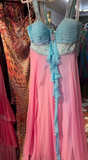 Straps Sheath Birthday Dresses Chiffon Pink Formal Dresses HZ1024