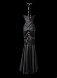 Strapless Mermaid Long Prom Dresses Satin Black Formal Dresses HZ1024