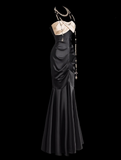 Strapless Mermaid Long Prom Dresses Satin Black Formal Dresses HZ1024