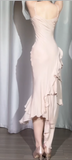 Spaghetti Strap Sheath Long Prom Dresses Chiffon Applique Formal Dresses HZ1024