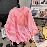 3D Petal Round Neck Thick Sweater HZ1024