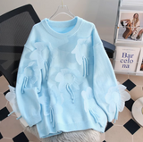 3D Petal Round Neck Thick Sweater HZ1024