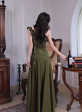 Sheath Dark Green Long Prom Dresses, Dark Green Formal Dresses HZ1024