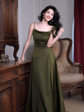 Sheath Dark Green Long Prom Dresses, Dark Green Formal Dresses HZ1024