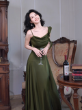 Sheath Dark Green Long Prom Dresses, Dark Green Formal Dresses HZ1024