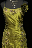 Mermaid Spaghetti Strap Dark Green Long Prom Dresses Satin Beaded Evening Gowns Dark Green Formal Dresses HZ1024