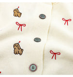 style dog embroidered knitted cardigan HZ1024