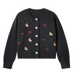 style dog embroidered knitted cardigan HZ1024