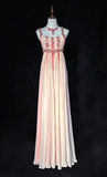 Sheath Strap Pink Long Prom Dresses, Chiffon Beaded Evening Gowns Pink Formal Dresses HZ1024