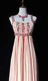 Sheath Strap Pink Long Prom Dresses, Chiffon Beaded Evening Gowns Pink Formal Dresses HZ1024