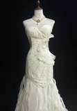 Sweetheart Mermaid Sleeveless Long Wedding Dresses Beaded White Bridal Gowns HZ1024