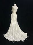 Sweetheart Mermaid Sleeveless Long Wedding Dresses Beaded White Bridal Gowns HZ1024