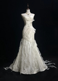 Sweetheart Mermaid Sleeveless Long Wedding Dresses Beaded White Bridal Gowns HZ1024