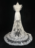 V-Neck Sheath Sleeveless Long Wedding Dresses Tulle Lace White Bridal Gowns HZ1024