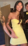 Strapless Tight Short Prom Dresses Yellow Homecoming Dresses Cute Birthday Dresses HZ1024