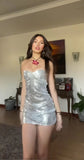 Sheath Short Prom Dresses Silver Homecoming Dresses Sparkly Sequins Open Back Birthday Dresses HZ1024