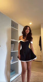 Off-the-shoulder A-Line Short Prom Dresses Black Homecoming Dresses HZ1024