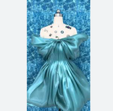 Strapless A-Line Short Prom Dresses Satin Turquoise Homecoming Dresses HZ1024
