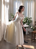 Suqare Neck A-Line Formal Dresses White Birthday Dresses HZ1024