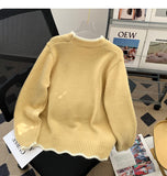 style puppy embroidery round neck contrast color sweater HZ1024