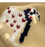 style puppy embroidery round neck contrast color sweater HZ1024