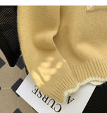 style puppy embroidery round neck contrast color sweater HZ1024
