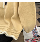 style puppy embroidery round neck contrast color sweater HZ1024