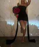 Strapless Tight Homecoming Dresses Black Birthday Dresses Chiffon Short Prom Dresses HZ1024