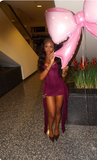 Spaghetti Strap Tight Homecoming Dresses Grape Birthday Dresses Chiffon Short Prom Dresses HZ1024