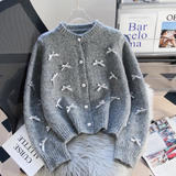 French Chanel Style Bow Round Neck Knitted Cardigan HZ1024